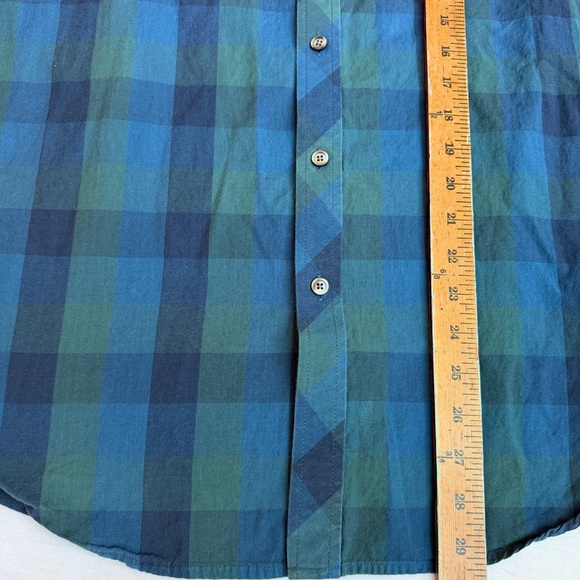 L.L. Bean Cotton Long Sleeve Green Blue Plaid Check Tartan Button Up Women’s L - Picture 8 of 8